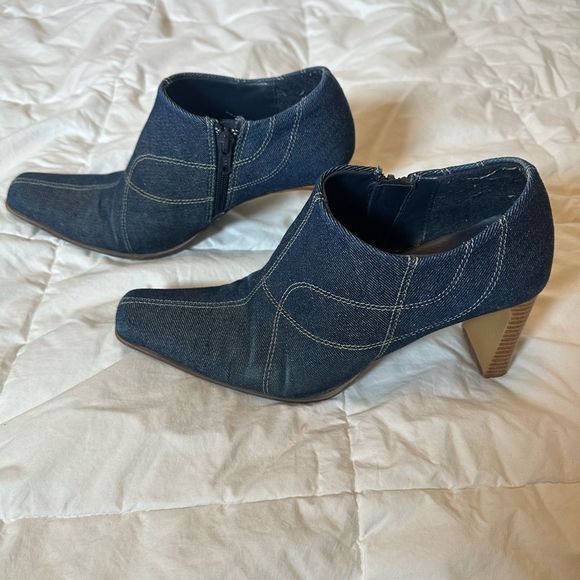 Vintage premier collection women's heels square toe denim low ankle sz 7 Y2K - Picture 10 of 12